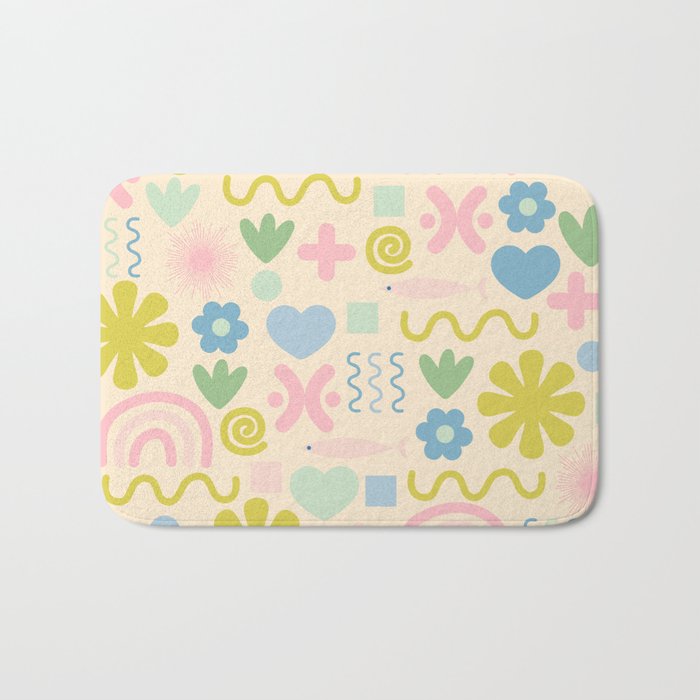 Cute Miscellany Cheerful Whimsical Pastel Pattern  Bath Mat Gallery Image 1