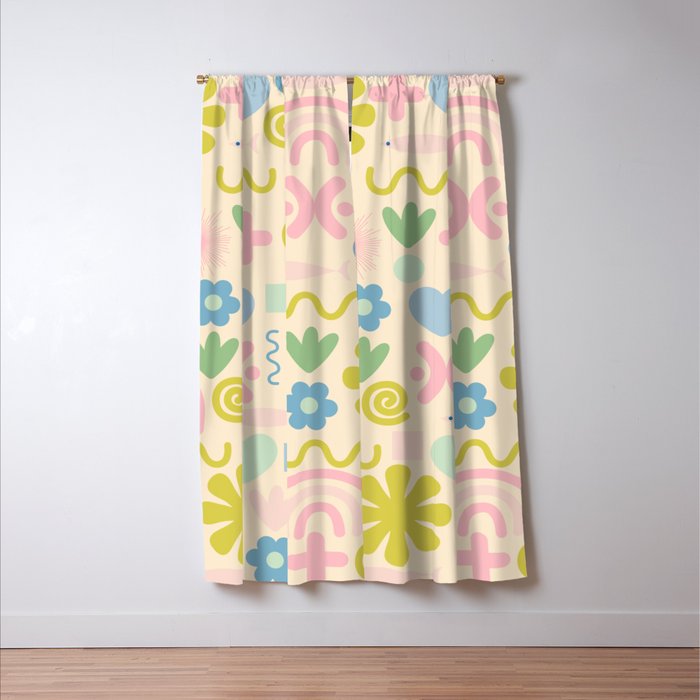 Cute Miscellany Cheerful Whimsical Pastel Pattern  Window Curtain Gallery Image 3