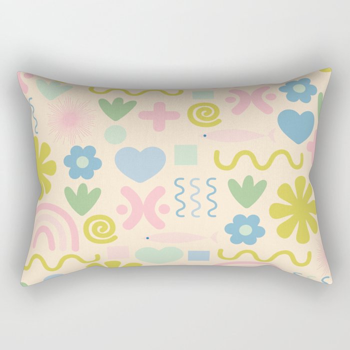 Cute Miscellany Cheerful Whimsical Pastel Pattern  Rectangular Pillow Gallery Image 1