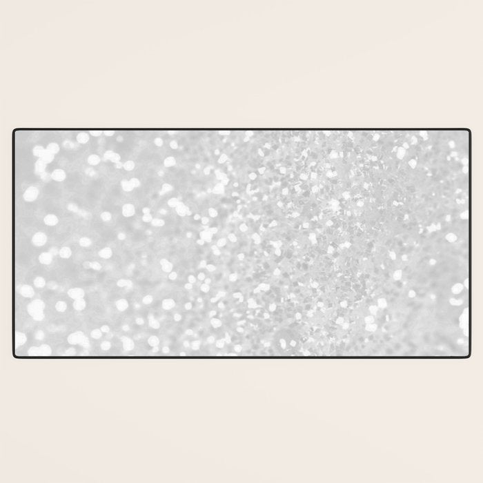 Chic elegant glamour white faux glitter Desk Mat Gallery Image 3
