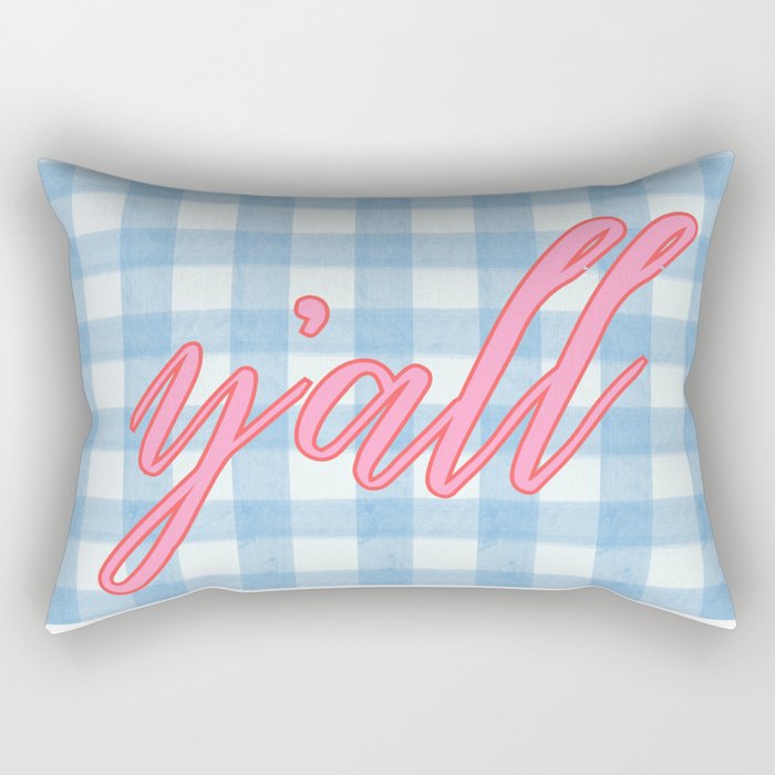 y'all blue gingham Rectangular Pillow