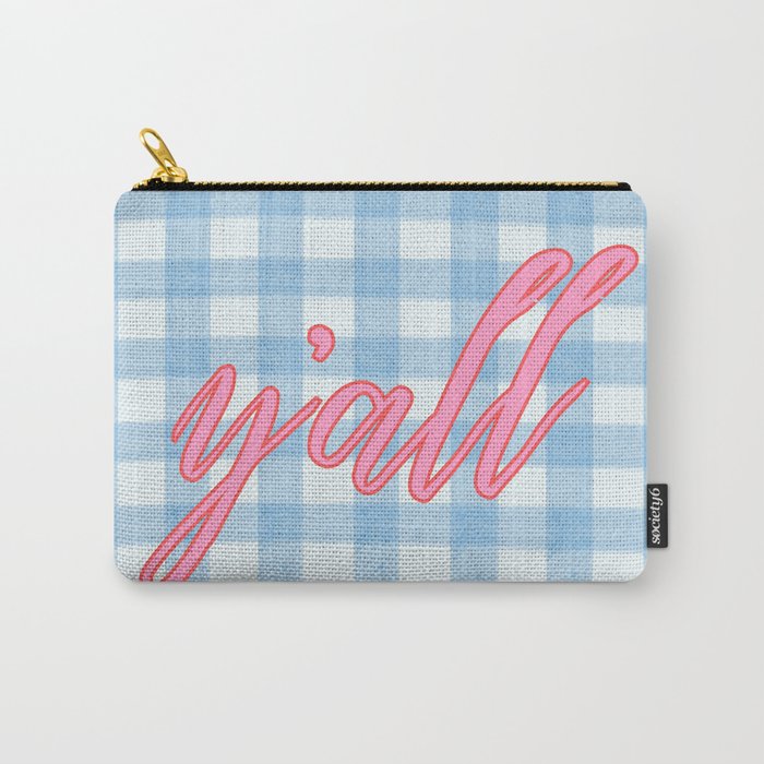 y'all blue gingham Carry All Pouch Gallery Image 1