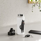 Black cat with flute Water Bottle Gallery Image 4