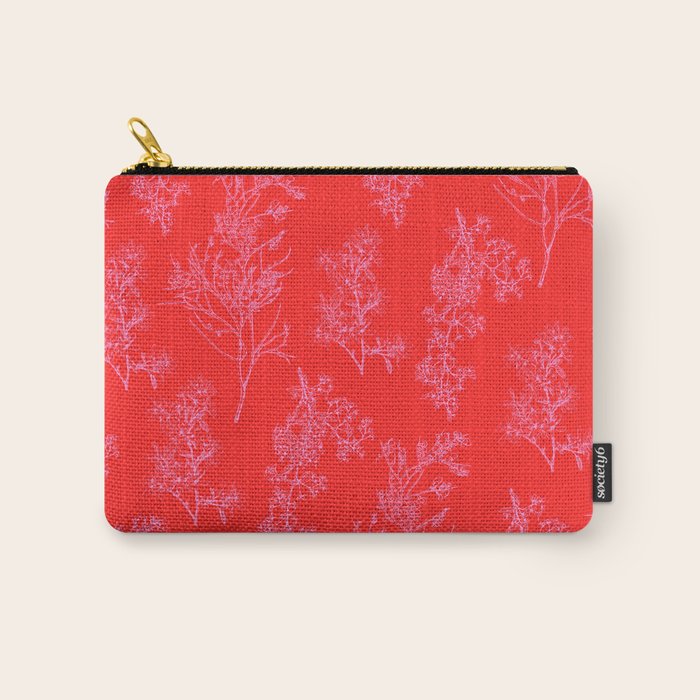 Preppy Pink and Red Bold Botanical Cottage Floral Pattern Carry All Pouch Gallery Image 1