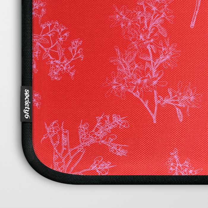 Preppy Pink and Red Bold Botanical Cottage Floral Pattern Laptop Sleeve Gallery Image 3