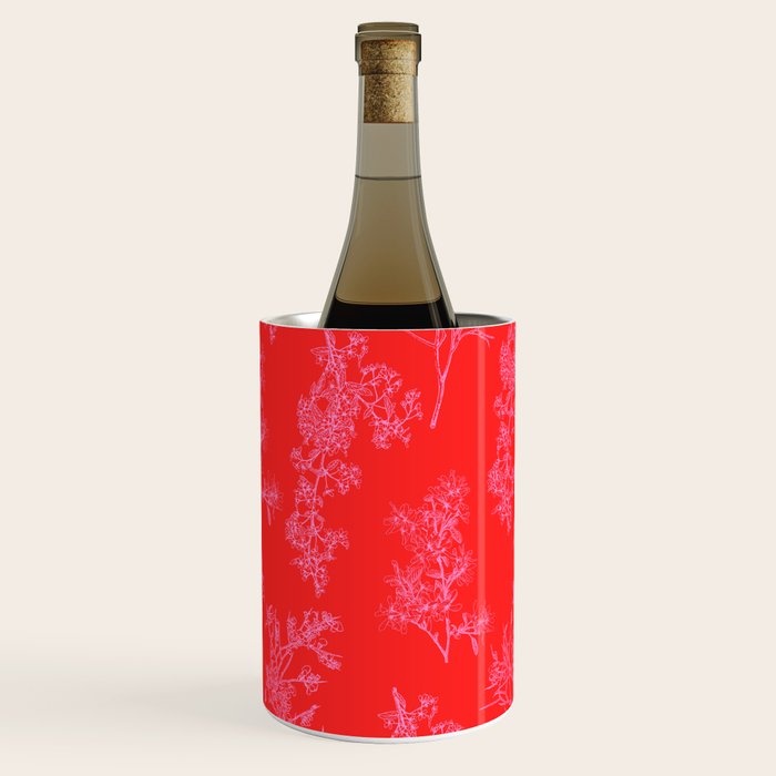 Preppy Pink and Red Bold Botanical Cottage Floral Pattern Wine Chiller Gallery Image 3