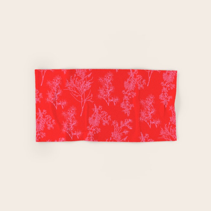 Preppy Pink and Red Bold Botanical Cottage Floral Pattern Bath Towel Gallery Image 1