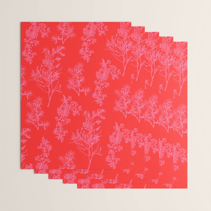 Preppy Pink and Red Bold Botanical Cottage Floral Pattern Wrapping Paper Gallery Image 3