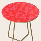 Preppy Pink and Red Bold Botanical Cottage Floral Pattern Side Table Gallery Image 2