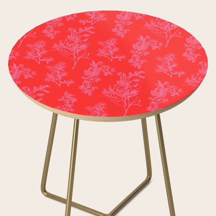 Preppy Pink and Red Bold Botanical Cottage Floral Pattern Side Table Gallery Image 2
