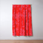 Preppy Pink and Red Bold Botanical Cottage Floral Pattern Window Curtain Gallery Image 3