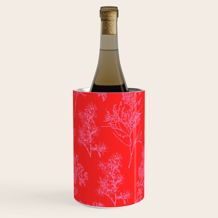 Preppy Pink and Red Bold Botanical Cottage Floral Pattern Wine Chiller Gallery Image 2
