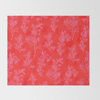 Preppy Pink and Red Bold Botanical Cottage Floral Pattern Throw Blanket Gallery Image 2