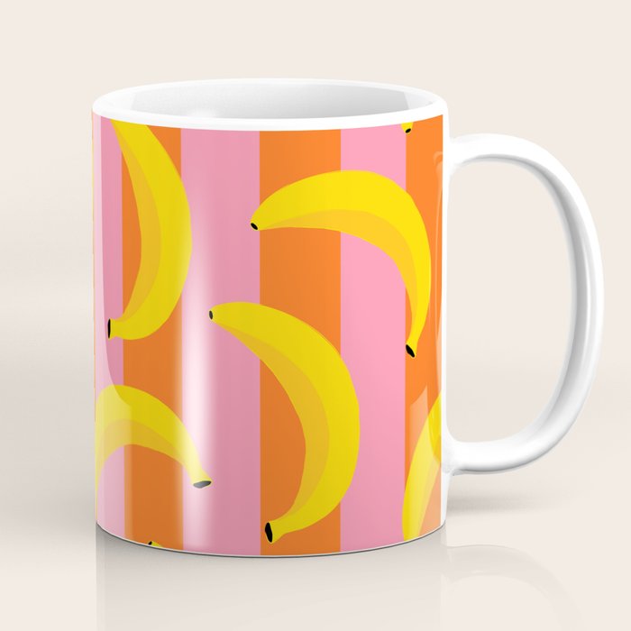 La Banane - Banana fruit market poster on aqua and pink and orange Coffee Mug Gallery Image 1