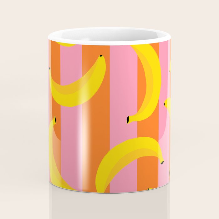 La Banane - Banana fruit market poster on aqua and pink and orange Coffee Mug Gallery Image 4