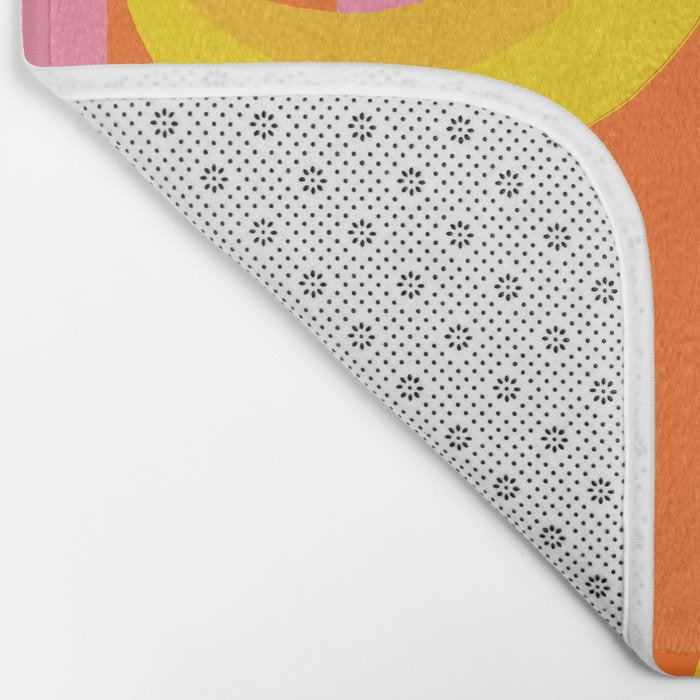La Banane - Banana fruit market poster on aqua and pink and orange Bath Mat Gallery Image 2