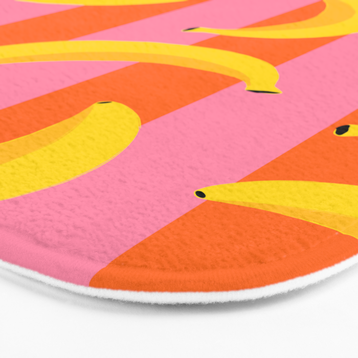 La Banane - Banana fruit market poster on aqua and pink and orange Bath Mat Gallery Image 3