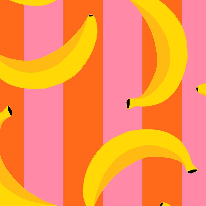 La Banane - Banana fruit market poster on aqua and pink and orange Coffee Mug Gallery Image 2