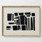 Black & White Minimalist Abstract Shapes Patterns Black Ink Painting Serving Tray Gallery Image 1