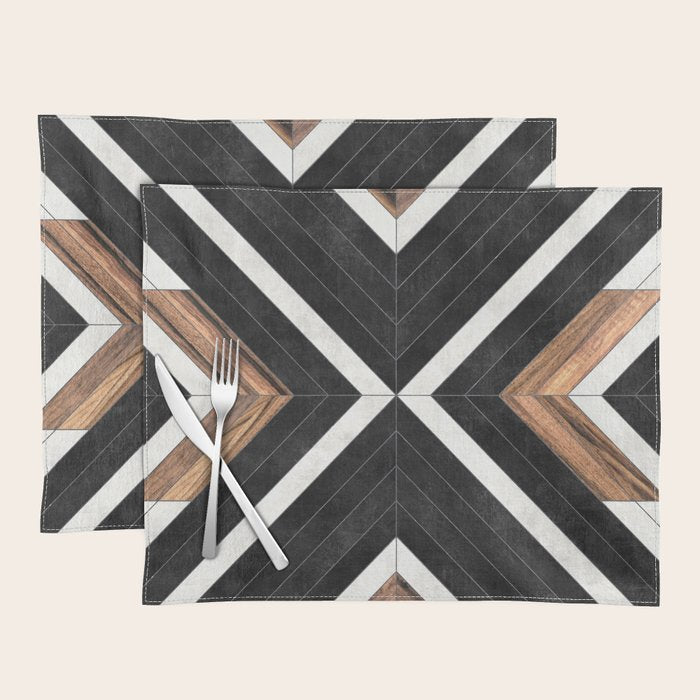 Urban Tribal Pattern No.1 - Concrete and Wood Placemat Gallery Image 1