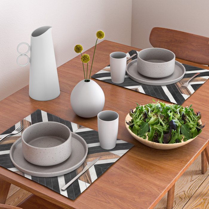 Urban Tribal Pattern No.1 - Concrete and Wood Placemat Gallery Image 2