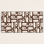 Mid Century Modern Piquet Abstract Multi Pattern in 70s Dark Brown and Beige Desk Mat Gallery Image 3