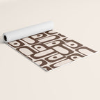 Mid Century Modern Piquet Abstract Multi Pattern in 70s Dark Brown and Beige Yoga Mat Gallery Image 2