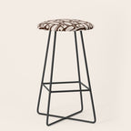 Mid Century Modern Piquet Abstract Multi Pattern in 70s Dark Brown and Beige Stool Gallery Image 1