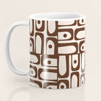 Mid Century Modern Piquet Abstract Multi Pattern in 70s Dark Brown and Beige Coffee Mug Gallery Image 3