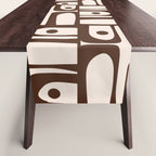 Mid Century Modern Piquet Abstract Multi Pattern in 70s Dark Brown and Beige Table Runner Gallery Image 1