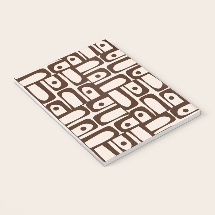 Mid Century Modern Piquet Abstract Multi Pattern in 70s Dark Brown and Beige Notebook Gallery Image 3