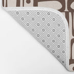 Mid Century Modern Piquet Abstract Multi Pattern in 70s Dark Brown and Beige Bath Mat Gallery Image 2