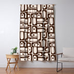 Mid Century Modern Piquet Abstract Multi Pattern in 70s Dark Brown and Beige Window Curtain Gallery Image 5