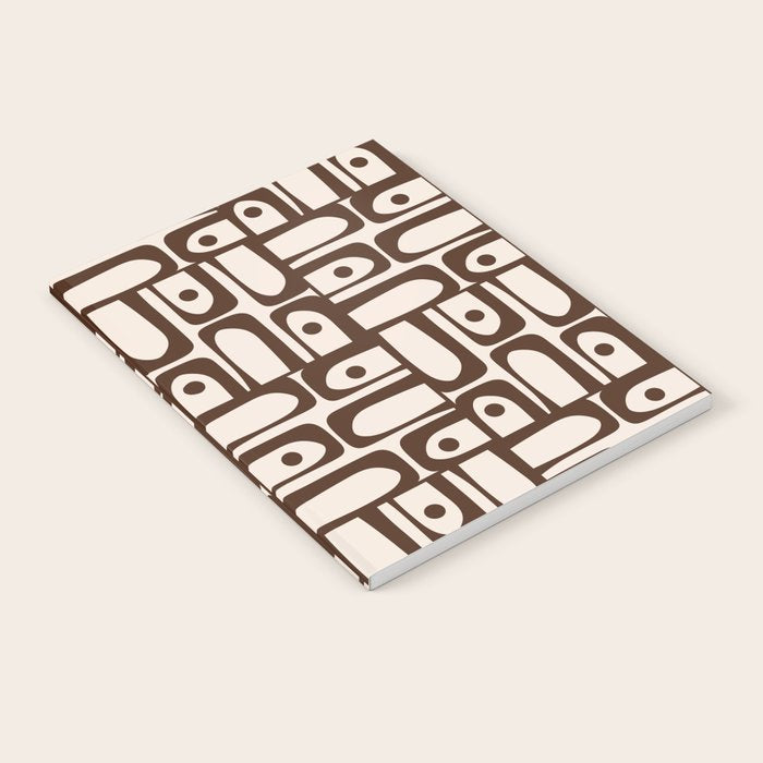 Mid Century Modern Piquet Abstract Multi Pattern in 70s Dark Brown and Beige Notebook Gallery Image 2