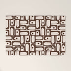 Mid Century Modern Piquet Abstract Multi Pattern in 70s Dark Brown and Beige Welcome Mat Gallery Image 1