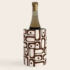 Mid Century Modern Piquet Abstract Multi Pattern in 70s Dark Brown and Beige Wine Chiller Gallery Image 1