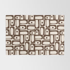 Mid Century Modern Piquet Abstract Multi Pattern in 70s Dark Brown and Beige Rug Gallery Image 2