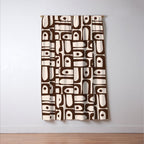 Mid Century Modern Piquet Abstract Multi Pattern in 70s Dark Brown and Beige Window Curtain Gallery Image 3
