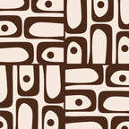 Mid Century Modern Piquet Abstract Multi Pattern in 70s Dark Brown and Beige Coffee Mug Gallery Image 2