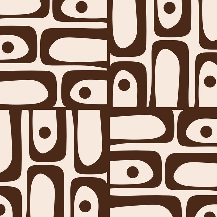 Mid Century Modern Piquet Abstract Multi Pattern in 70s Dark Brown and Beige Coffee Mug Gallery Image 2