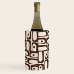 Mid Century Modern Piquet Abstract Multi Pattern in 70s Dark Brown and Beige Wine Chiller Gallery Image 3