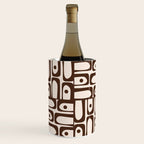 Mid Century Modern Piquet Abstract Multi Pattern in 70s Dark Brown and Beige Wine Chiller Gallery Image 2