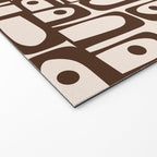 Mid Century Modern Piquet Abstract Multi Pattern in 70s Dark Brown and Beige Welcome Mat Gallery Image 2
