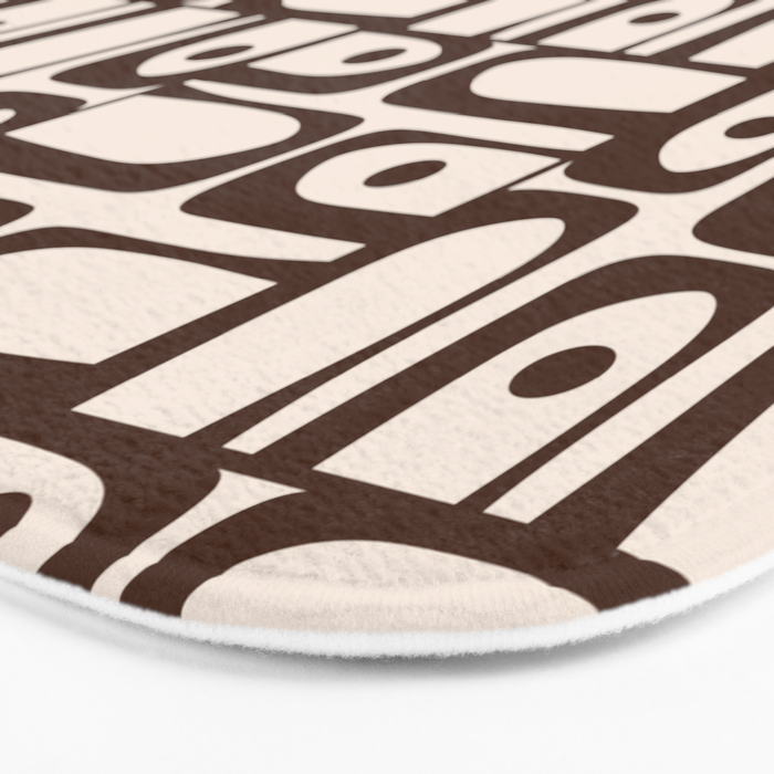 Mid Century Modern Piquet Abstract Multi Pattern in 70s Dark Brown and Beige Bath Mat Gallery Image 3