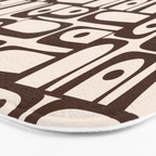 Mid Century Modern Piquet Abstract Multi Pattern in 70s Dark Brown and Beige Bath Mat Gallery Image 3