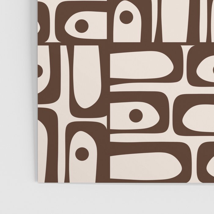Mid Century Modern Piquet Abstract Multi Pattern in 70s Dark Brown and Beige Poster Gallery Image 3