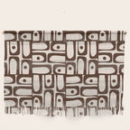 Mid Century Modern Piquet Abstract Multi Pattern in 70s Dark Brown and Beige Wall Hanging Gallery Image 1