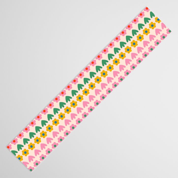 Spring Flower Stripes Cute Cheerful Colorful Mini Floral Pattern Table Runner Gallery Image 3