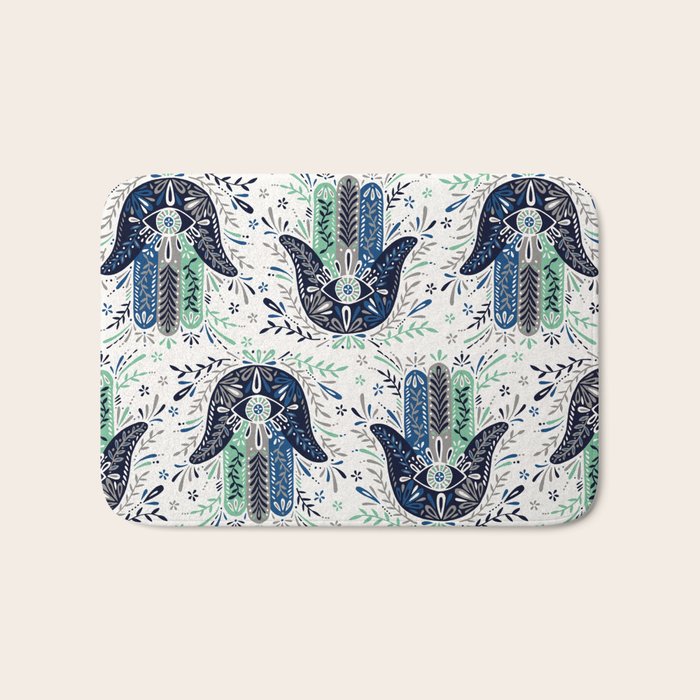 Hamsa Hand - Navy Palette Bath Mat Gallery Image 1
