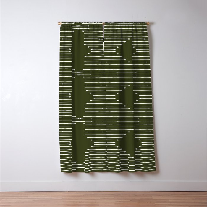 Geo (Olive Green) Window Curtain Gallery Image 3